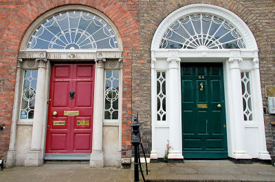 Georgian houses with georgian doors at Merrion Square