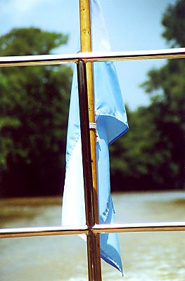 Argentinian flag at the back of the boat